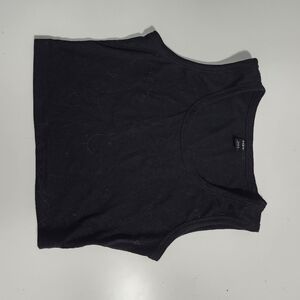 Shein - Women Black Ribbed Crop Top